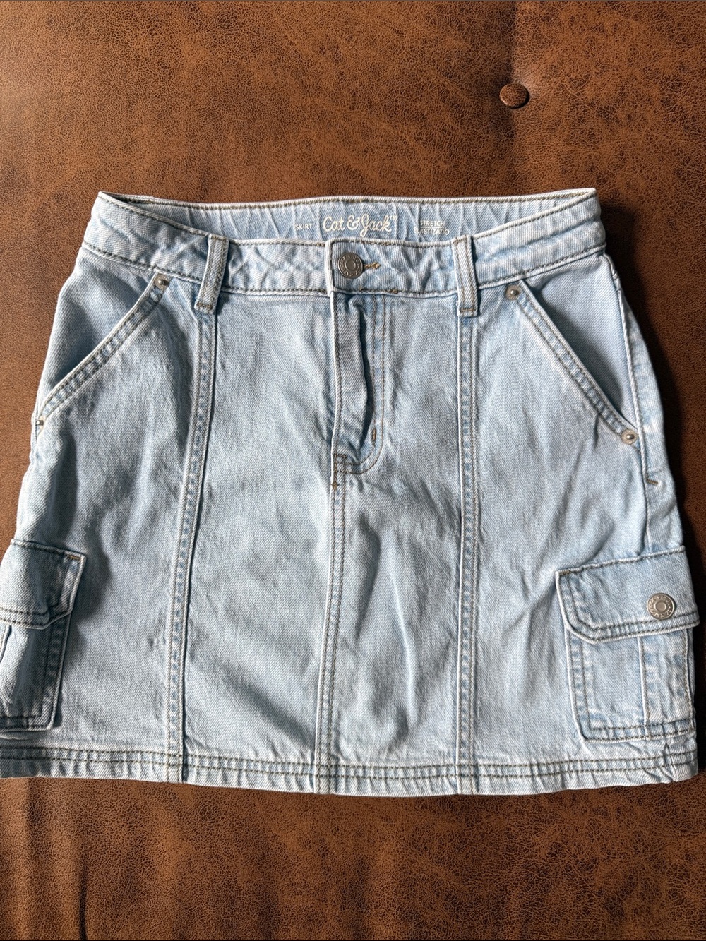 Cat & Jack Light Blue Denim Cargo Mini Skirt